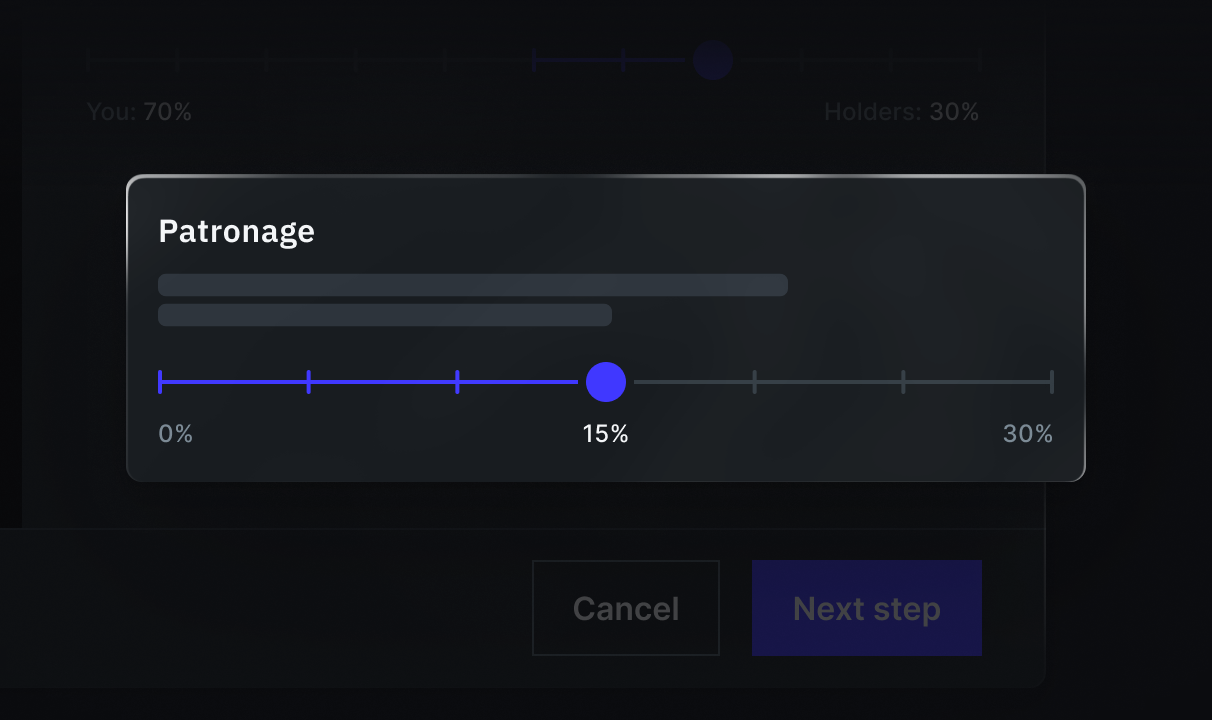 popup allowing you to buy/sell creator token